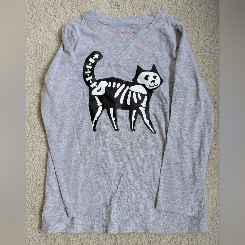 Cat & Jack Gray Cat Skeleton Shirt